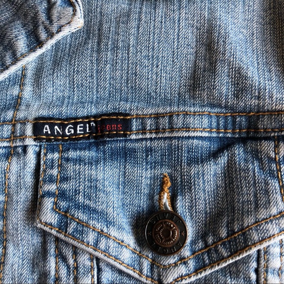 Angel Jean Jacket Distressed Denim Cropped Size Small - Picture 6 of 12